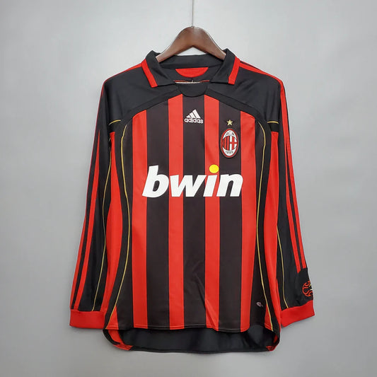 2006/2007 AC Milan Home Black Long Sleeve 1:1 Quality Retro Soccer Jersey
