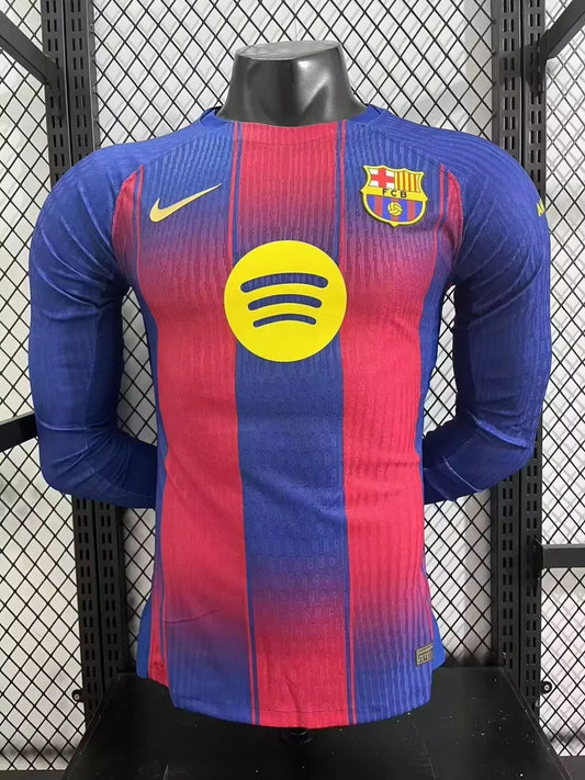 25/26 Barcelona Home Long Sleeved Player 1:1 Quality Soccer Jersey