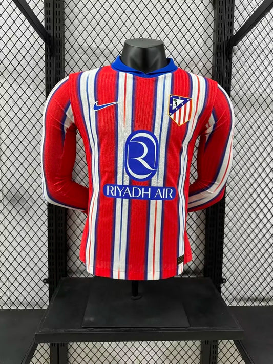 24/25 Atletico Madrid Home Long Sleeve Player 1:1 Quality Soccer Jersey