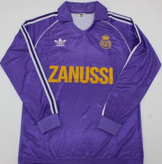 1984/1985 Real Madrid Away Purple Long Sleeve Fans 1:1 Retro Soccer Jersey
