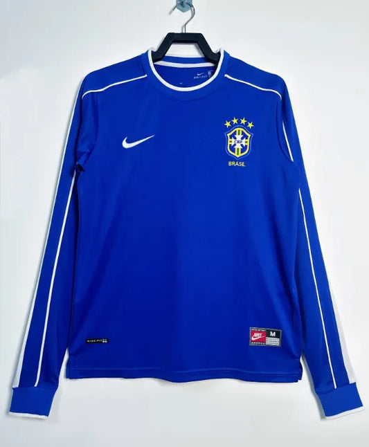 1998 Brazil Away Long Sleeve Fans Retro 1:1 Quality Soccer Jersey