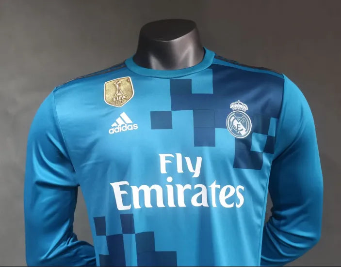 2017/2018 Real Madrid Third Long Sleeve Player Version 1:1 Quality Retro Soccer Jersey