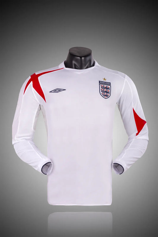 2006 England Home Long sleeve 1:1 Quality Retro Soccer Jersey