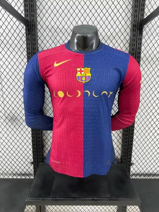 24/25 Barcelona Home Coldplay Band Long Sleeved Player 1:1 Quality Soccer Jersey