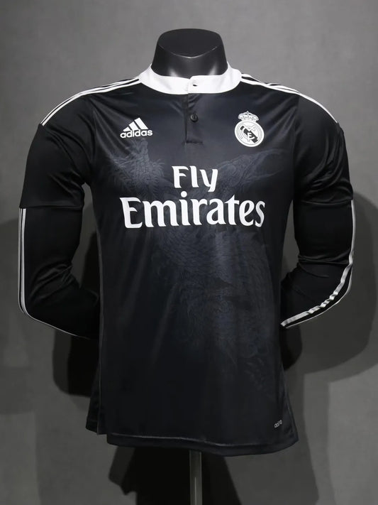 2014/2015 Real Madrid Away Black Long Sleeve Player Retro 1:1 Quality Soccer Jersey