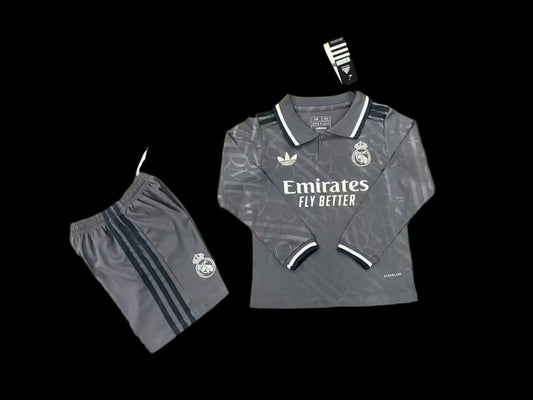 24/25 Real Madrid Third Long sleeved Kids Kits 1:1 Quality Soccer Jersey