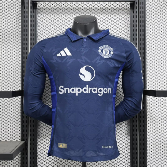 24/25 Manchester United Away Blue Long Sleeve Player 1:1 Quality Soccer Jersey