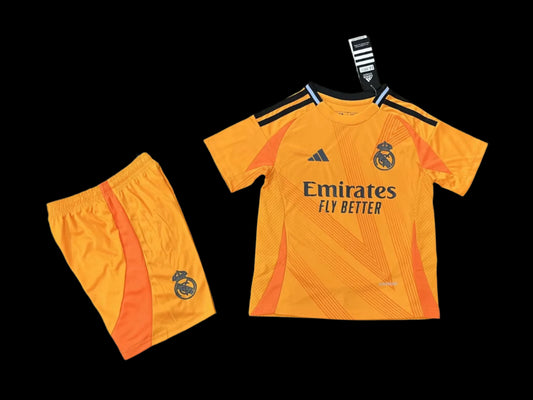 24/25 Real Madrid Away Orange Kids Kits 1:1 Soccer Jersey