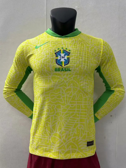 24/25 Brazil Home Player Long Sleeve 1:1 Quality Soccer Jersey