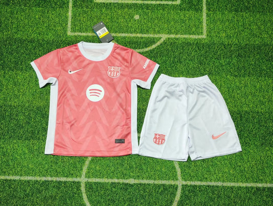 25/26 Barcelona Special Edition Pink Kids Kits 1:1 Quality Soccer Jersey