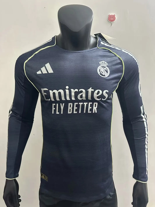 25/26 Real Madrid Away Player Long Sleeve 1:1 Quality Soccer Jersey