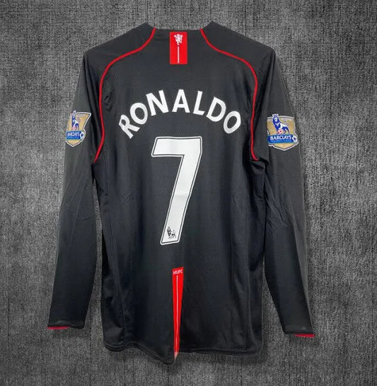2007-2008 Manchester United Away Long Sleeve 1:1 Retro Soccer Jersey