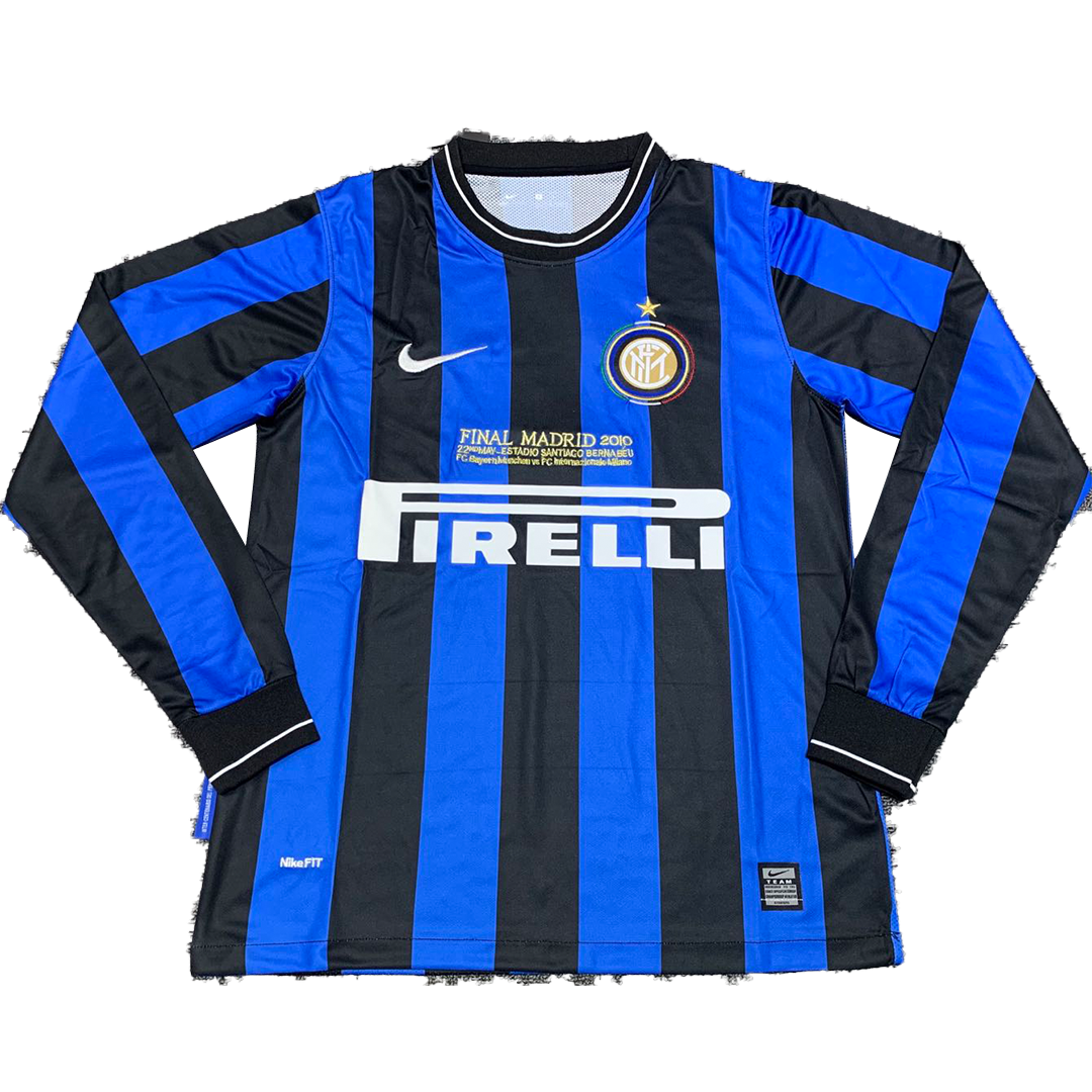 2009-2010 Inter Milan Home Long Sleeve 1:1 Retro Soccer Jersey