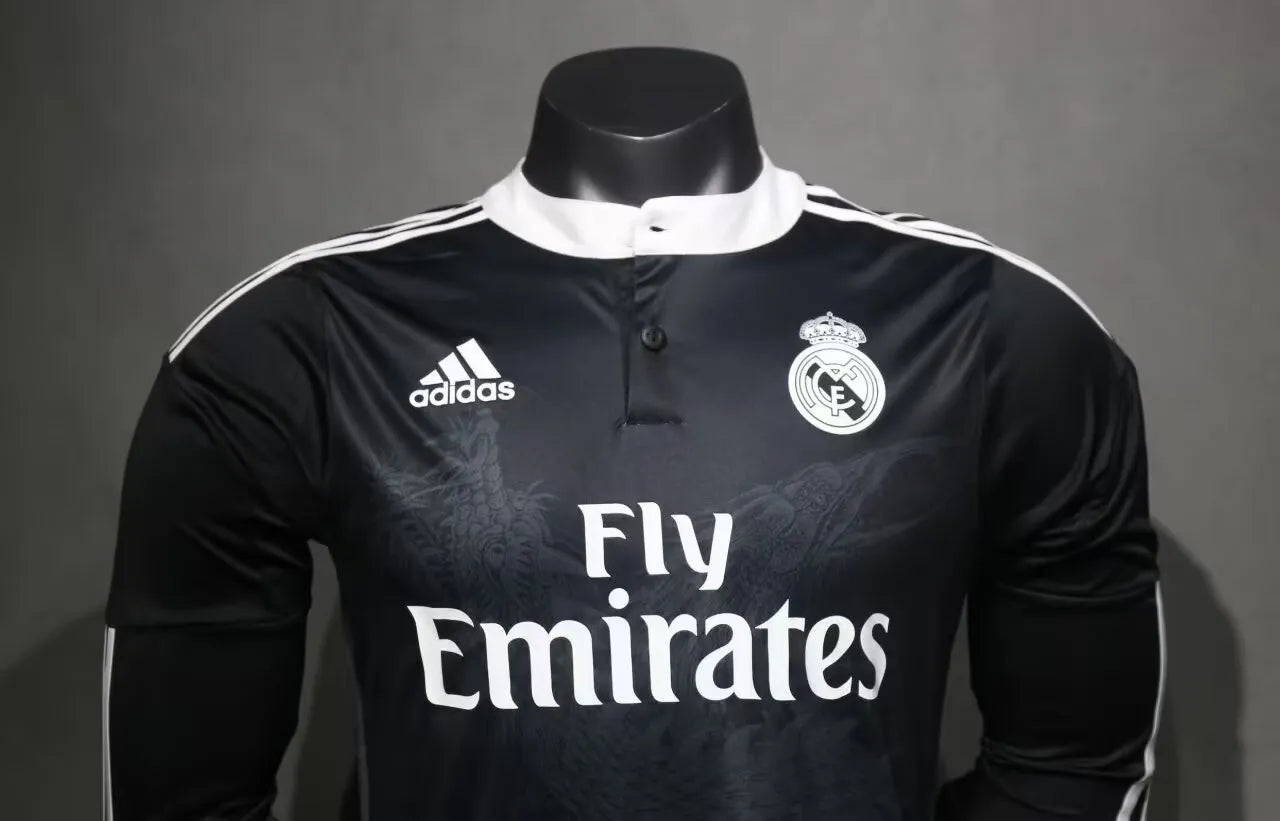 2014/2015 Real Madrid Away Black Long Sleeve Player Retro 1:1 Quality Soccer Jersey