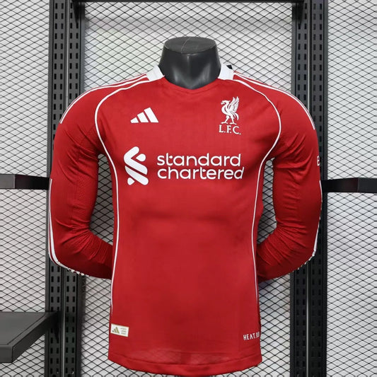 25/26 Liverpool Home Red Long Sleeve Player 1:1 Quality Soccer Jersey