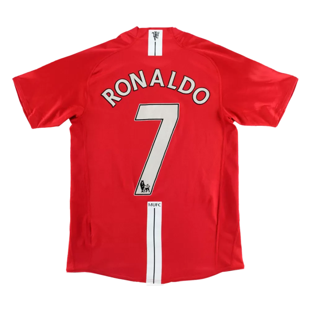 2007-2008 Manchester United Home With Embroidery Champion 1:1 Quality Retro Soccer Jersey