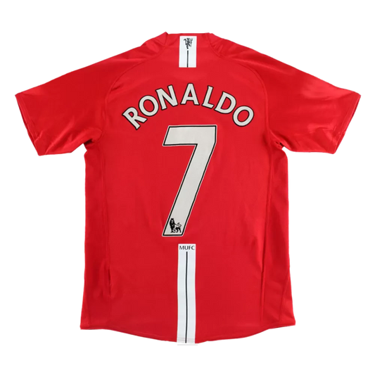 2007-2008 Manchester United Home With Embroidery Champion 1:1 Quality Retro Soccer Jersey