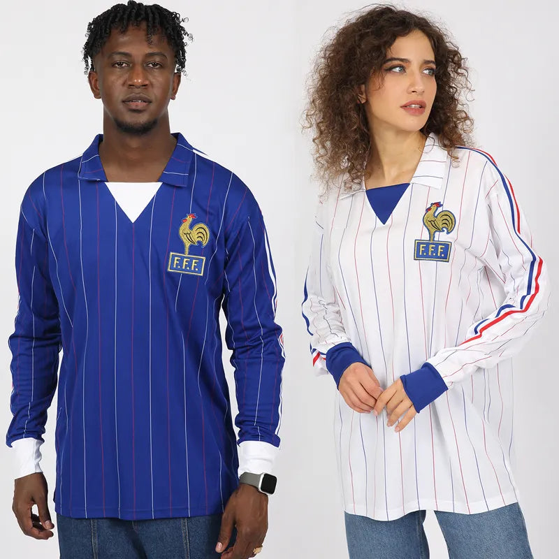1980/1982 France Away Long Sleeve Retro 1:1 Quality Soccer Jersey
