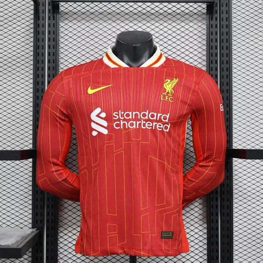 24/25 Liverpool Home Red Long Sleeve Player 1:1 Quality Soccer Jersey