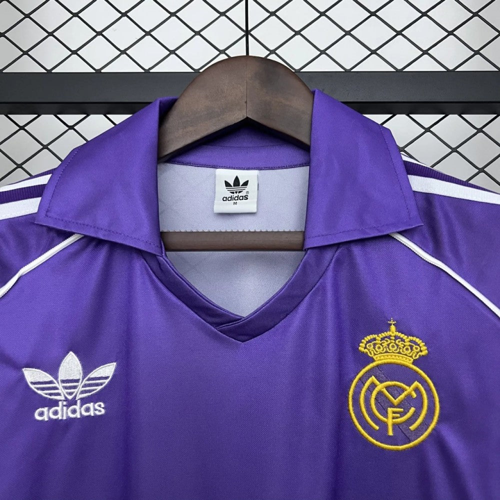 1984/1985 Real Madrid Away Purple Long Sleeve Fans 1:1 Retro Soccer Jersey