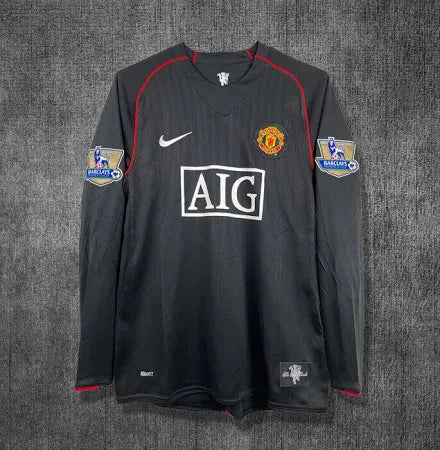 2007-2008 Manchester United Away Long Sleeve 1:1 Retro Soccer Jersey